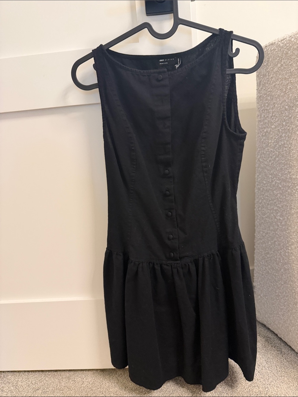 ASOS Black Sleeveless Button-Down Mini Dress